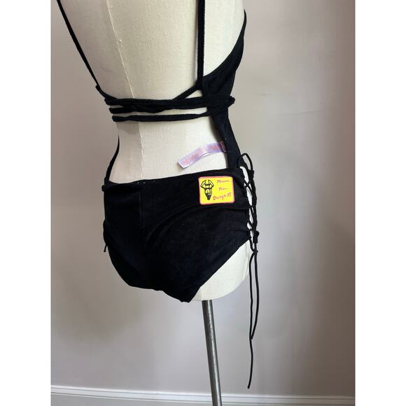 Fenty Savage 70s Terry Strappy Back Teddy In Black With Matching Shorts Size XL - Picture 6 of 11